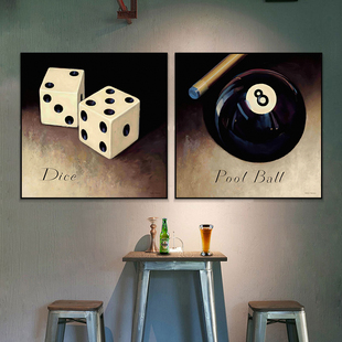 台球厅装饰画棋牌室挂画骰子歌厅桌球馆清吧KTV休闲会所酒吧壁画