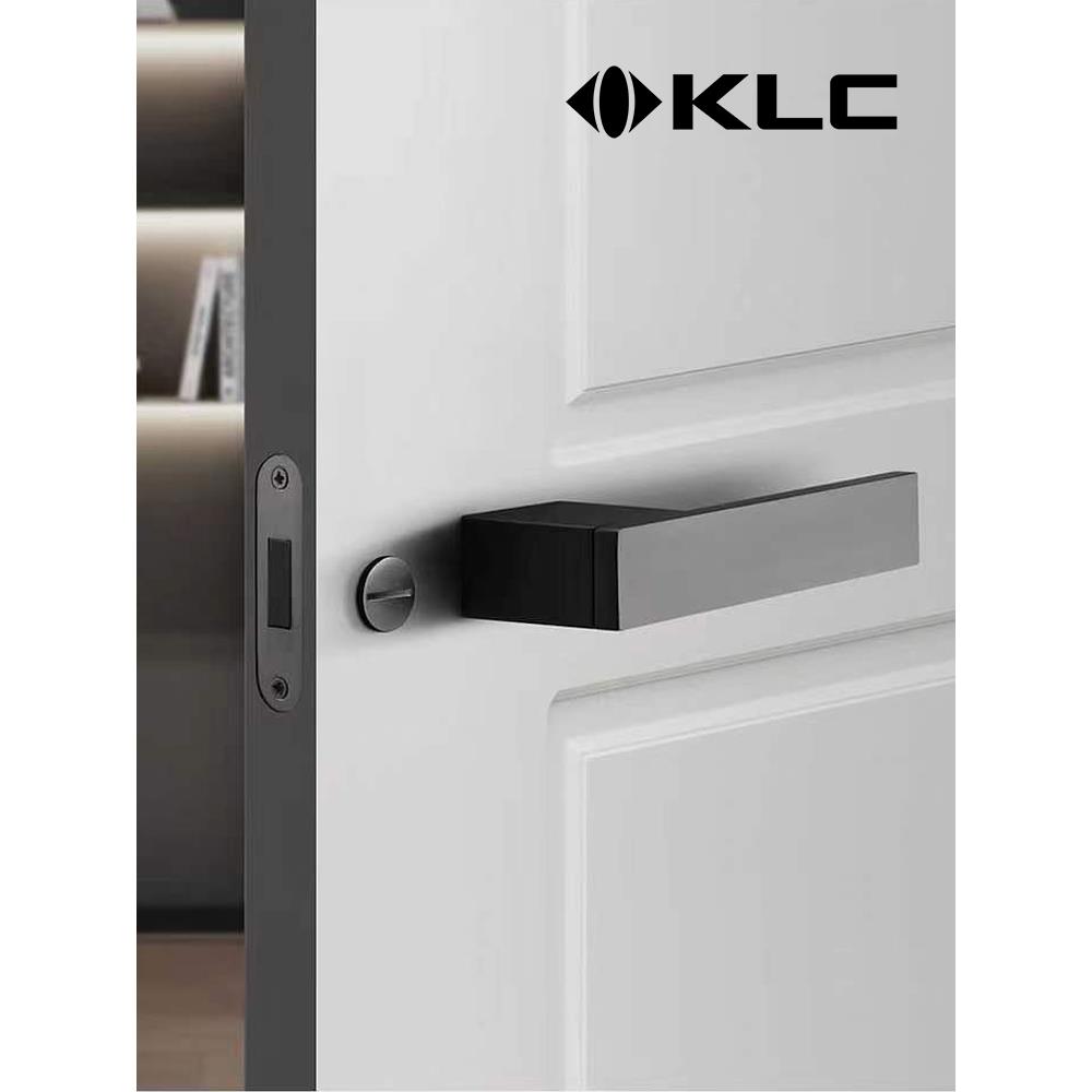 KLC意式极简生态磁吸静音门锁可镶嵌木饰面皮革岩板把手白色门锁