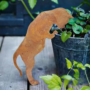 乡村生锈金属猫花园雕像户外庭院装饰地插草坪装饰品异想天开猫咪