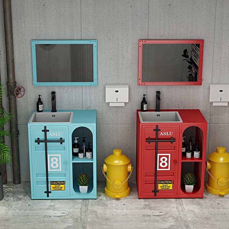 工业风不锈钢酒吧创意洗手盆网红复古洗手台简约阳台立柱洗漱台盆