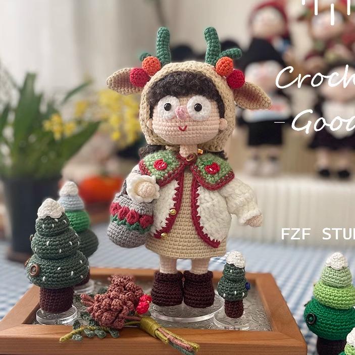FZF手作钩织丝丝小姐小可爱版圣诞款钩针材料包DIY礼品