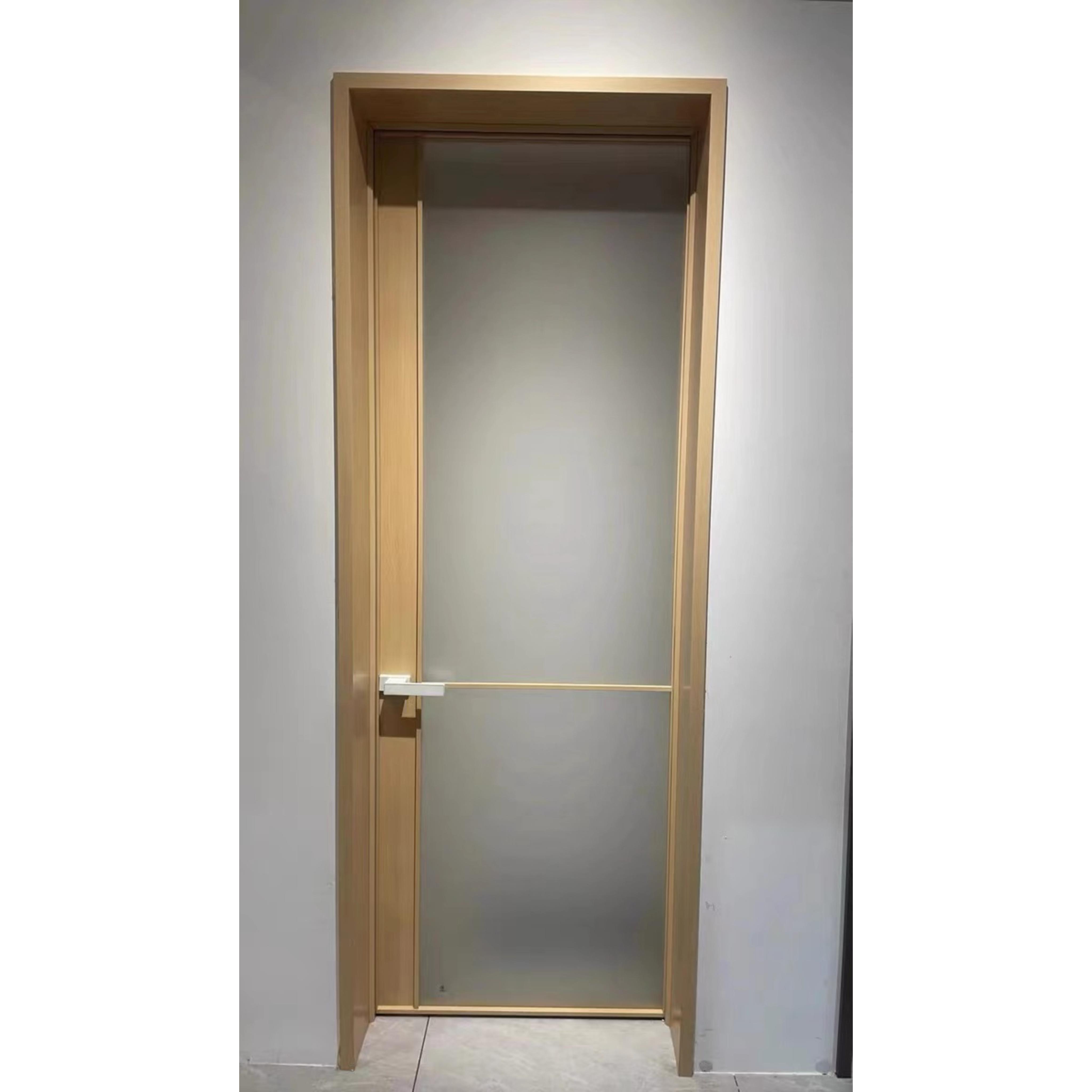 原木色极窄卫生间门钛镁铝合金平开门厕所洗手间厨房铝合金玻璃门