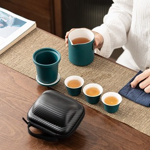 带包一壶三杯随身泡茶工具茶壶茶杯 陶瓷快客杯便携旅行茶具套装