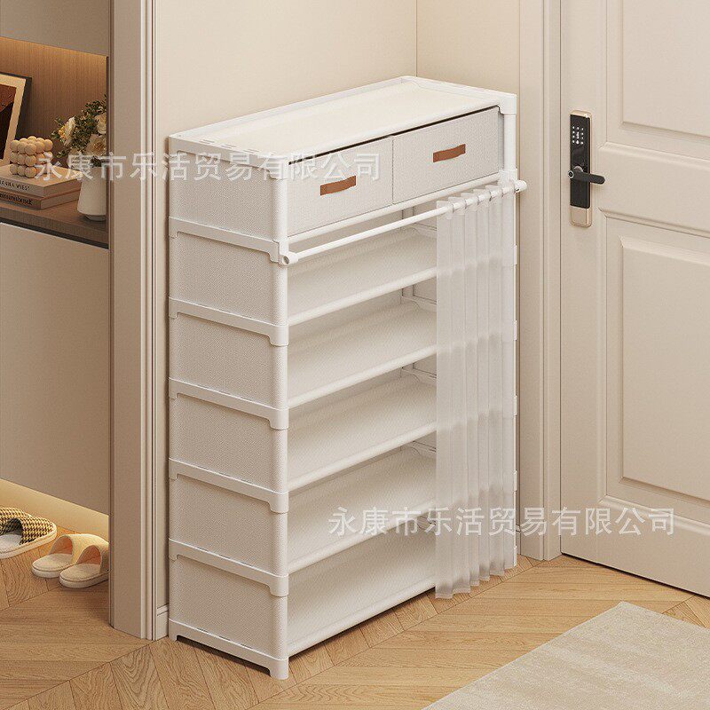 拉车套罩简易鞋架子多层家用门口外楼道带门鞋柜防尘宿舍小型室内