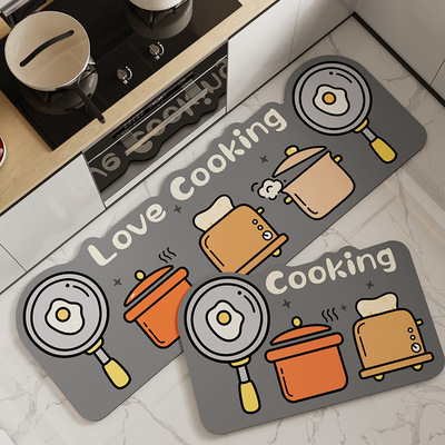 卡通厨房吸水吸油脚垫易清洗矽藻泥地垫家用防滑耐脏地垫