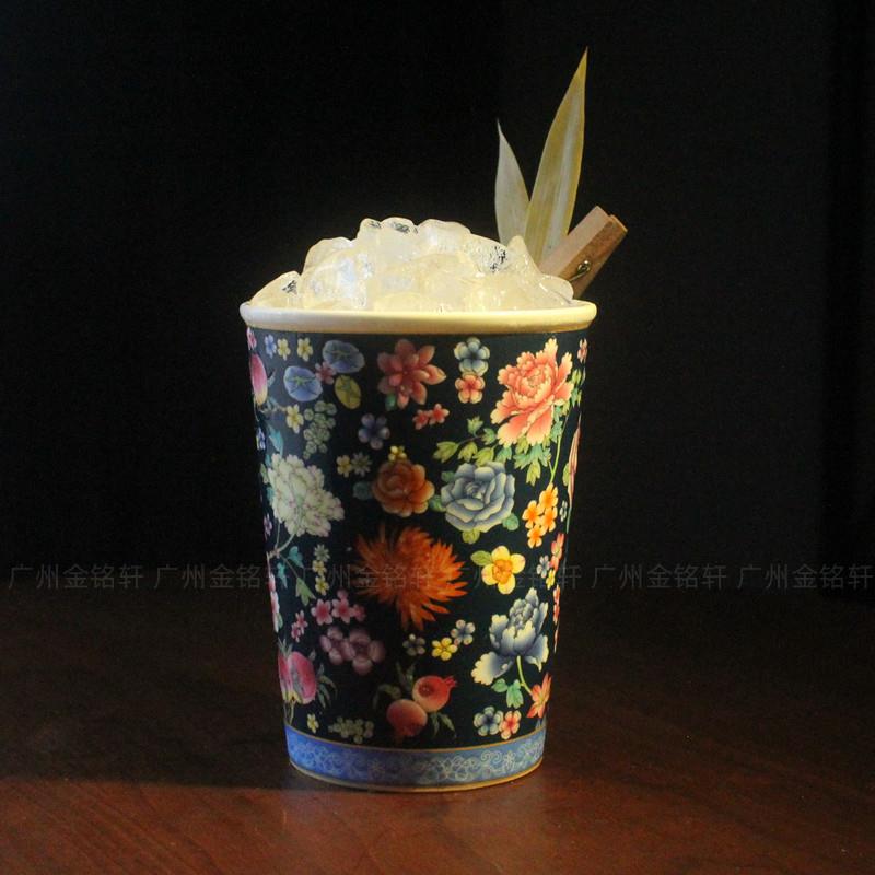 薄荷朱丽普杯个性调酒中国风陶瓷鸡尾酒杯宫廷风珐瑯彩花纹酒杯子