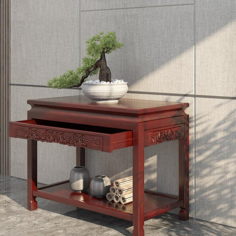 老榆木中式边几角几边桌简约沙发边柜小茶几桌茶台带抽屉新款桌子