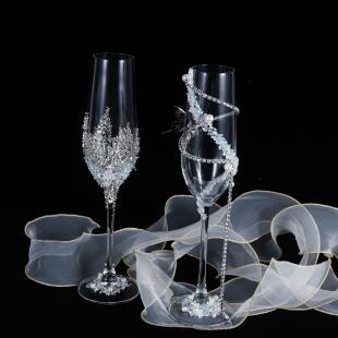 新人结婚一对高脚杯敬酒杯香槟杯手工自制碎钻diy材料包手工礼物