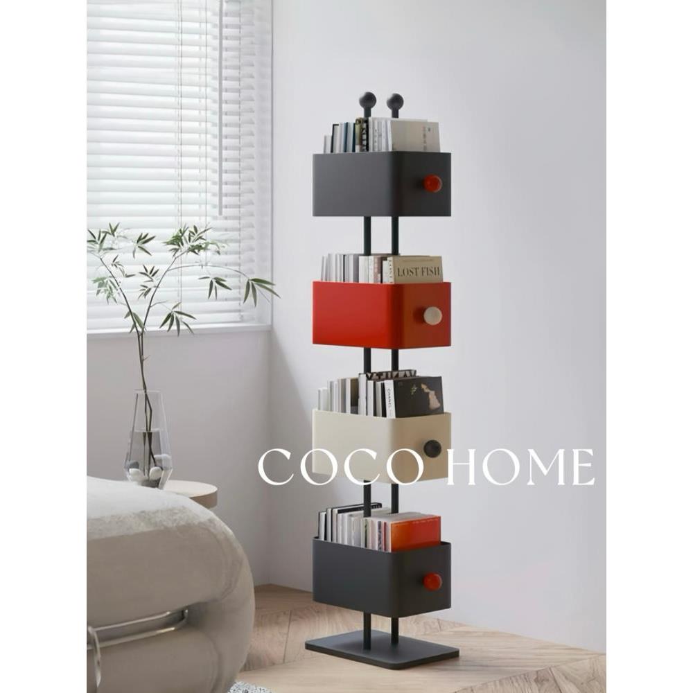 COCO 落地多层书架家用客厅铁艺置物架转角储物柜收纳展示柜