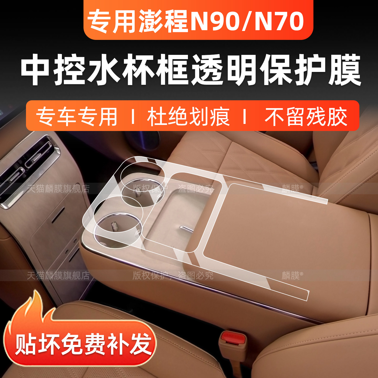 澎程N70/N90中控水杯框保护贴膜