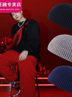 帽子男士秋冬季嘻哈瓜皮帽潮牌针织毛线帽冷帽大头围冬天保暖棉帽