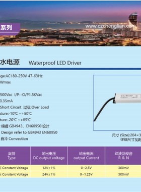 诚联电源24V防水30W  CLV012205Y   CLV024102Y 质保2年 IP67