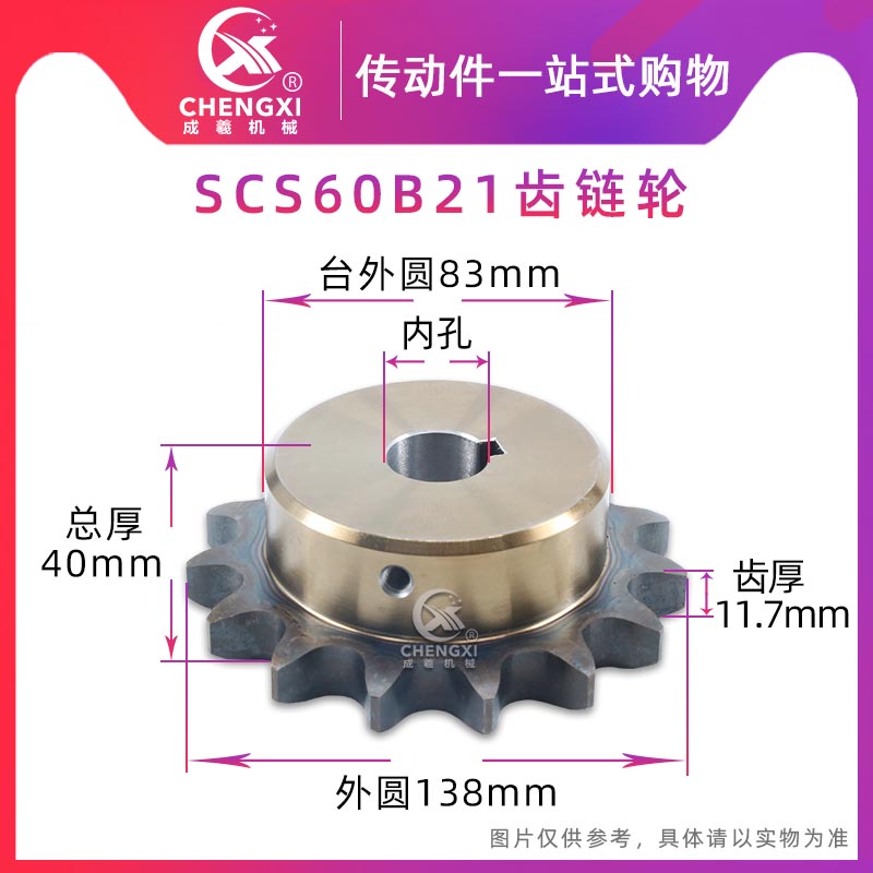 SCS高品质成型孔链轮6分 60B21齿 12A21T外径138精车内孔键槽顶丝