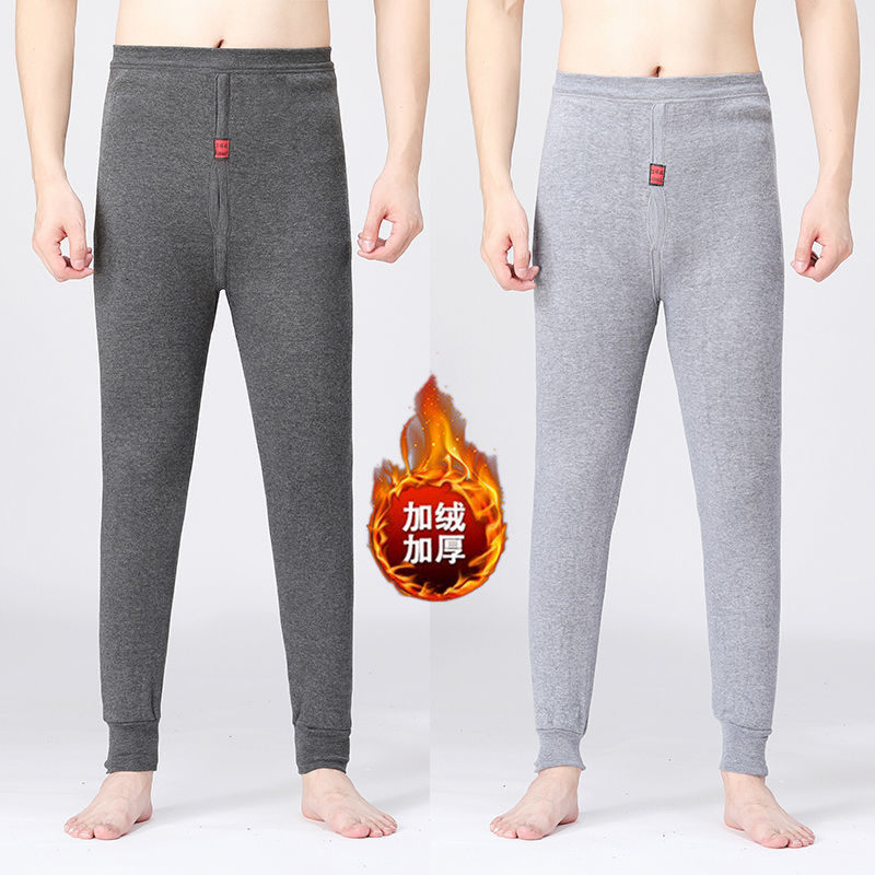 男士冬季保暖裤加绒加厚棉裤毛绒裤宽松弹力打底裤中老年秋裤