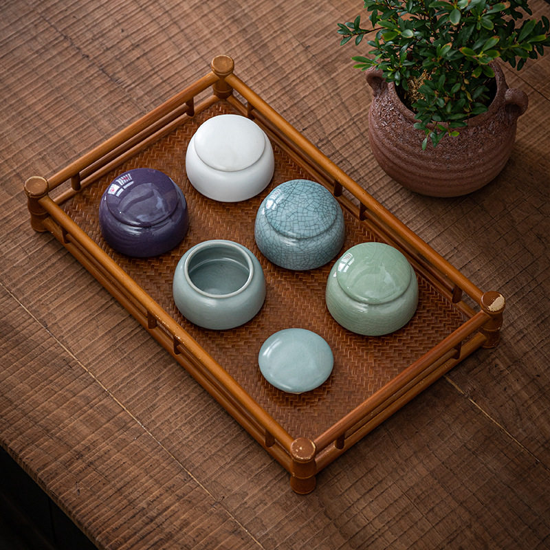 茶叶罐密封罐茶缸大号陶瓷罐茶叶罐便携家用哥窑茶盒包装茶叶罐子