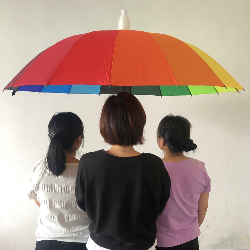 风24骨暴大伞加直固抗彩复古风潮长柄把商色务雨伞日雨系带防水套