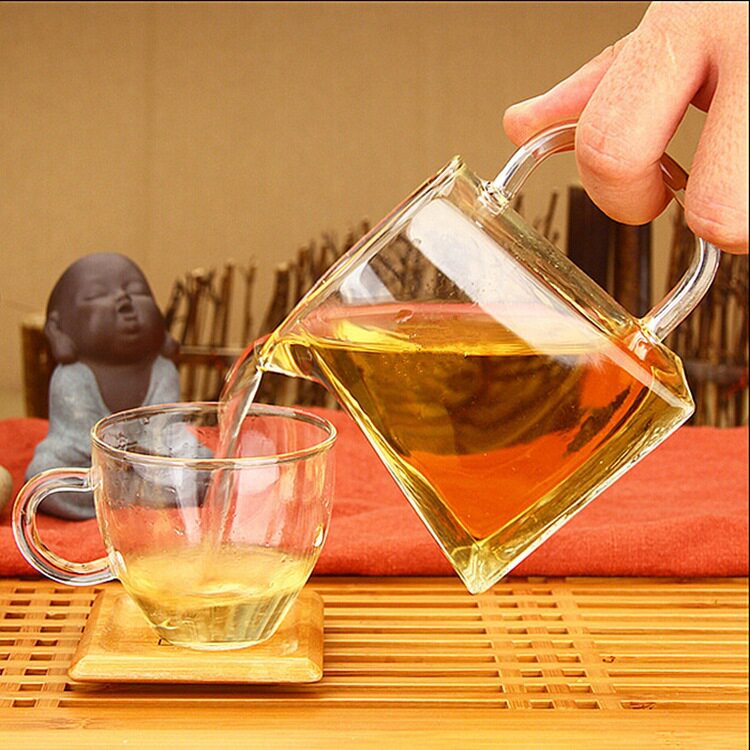 明信唐玻璃茶滤加厚耐热茶托茶漏绿色茶托公道杯茶漏功夫