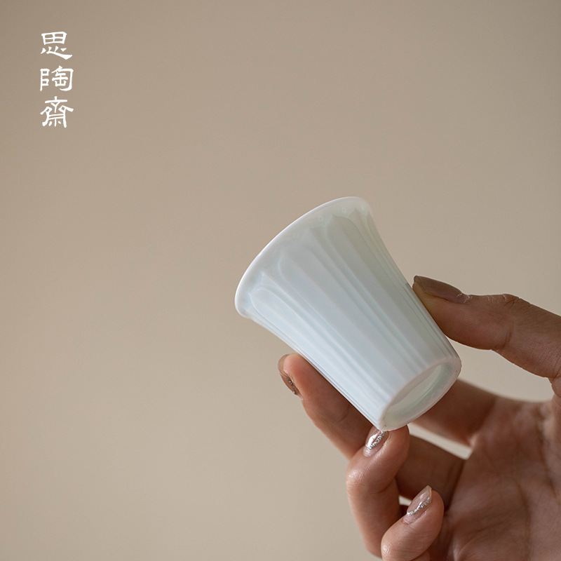 影青湖田窑莲花闻香杯家用陶瓷品茗杯茶杯个人喝茶单杯