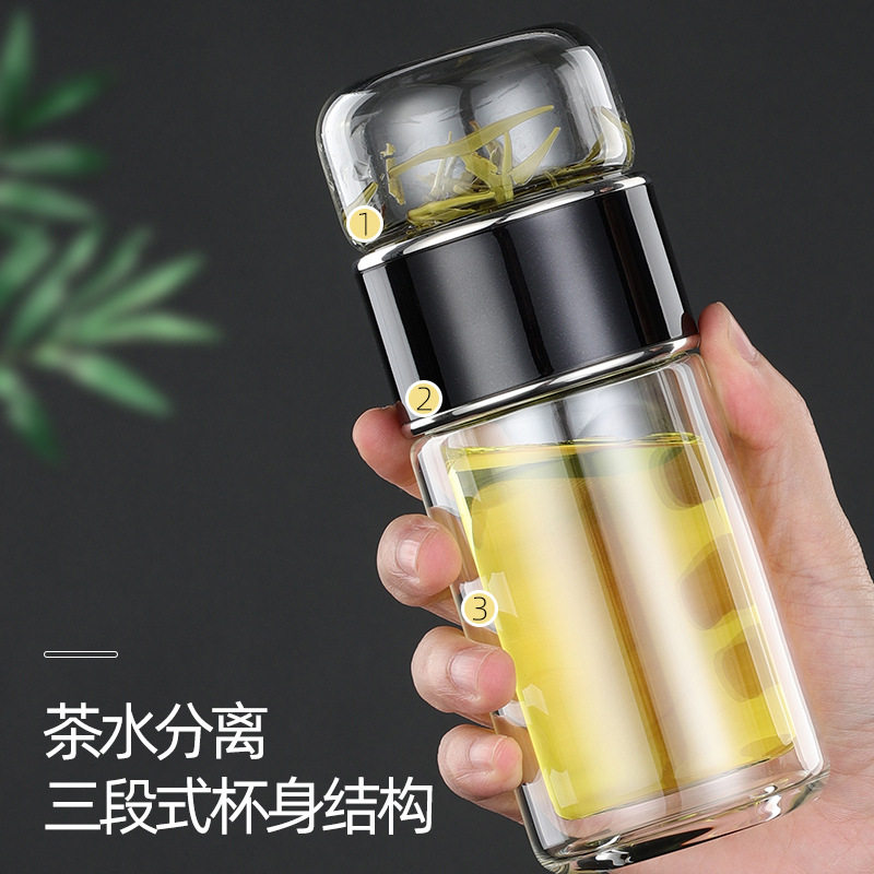 玻璃杯盖便捷密封圈茶水分离杯配件茶仓办公杯保温杯玻璃网泡茶师
