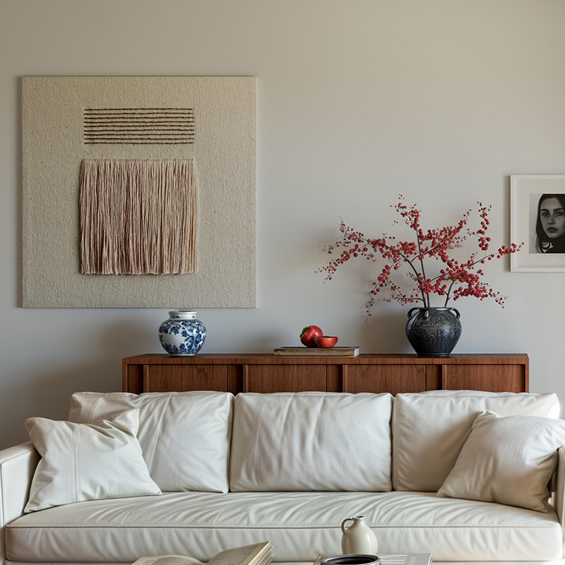 日式侘寂风卧室床头装饰画线条小众组合壁画玄关立体感客厅挂画图片