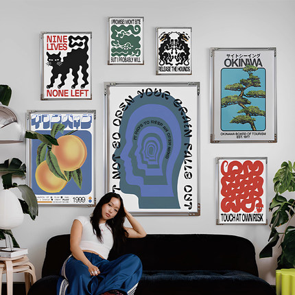 中古风海报Okinawa客厅装饰画小红书同款小众艺术高级感轻奢挂画
