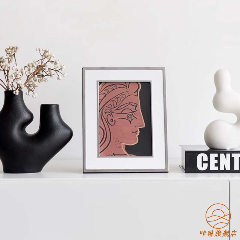 侘寂风高级感创意玄关背景墙装饰画小众抽象人物线条卧室客厅挂画图片