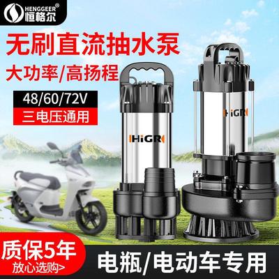 无刷直流潜水泵24V48v60v72v电动车专用抽水泵农用灌溉抽水机