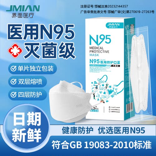 界面n95级医用防护口罩柳叶鱼嘴