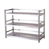 厨房置物架c围栏不锈钢货架落地多层微波炉厨房收纳架储物三层架