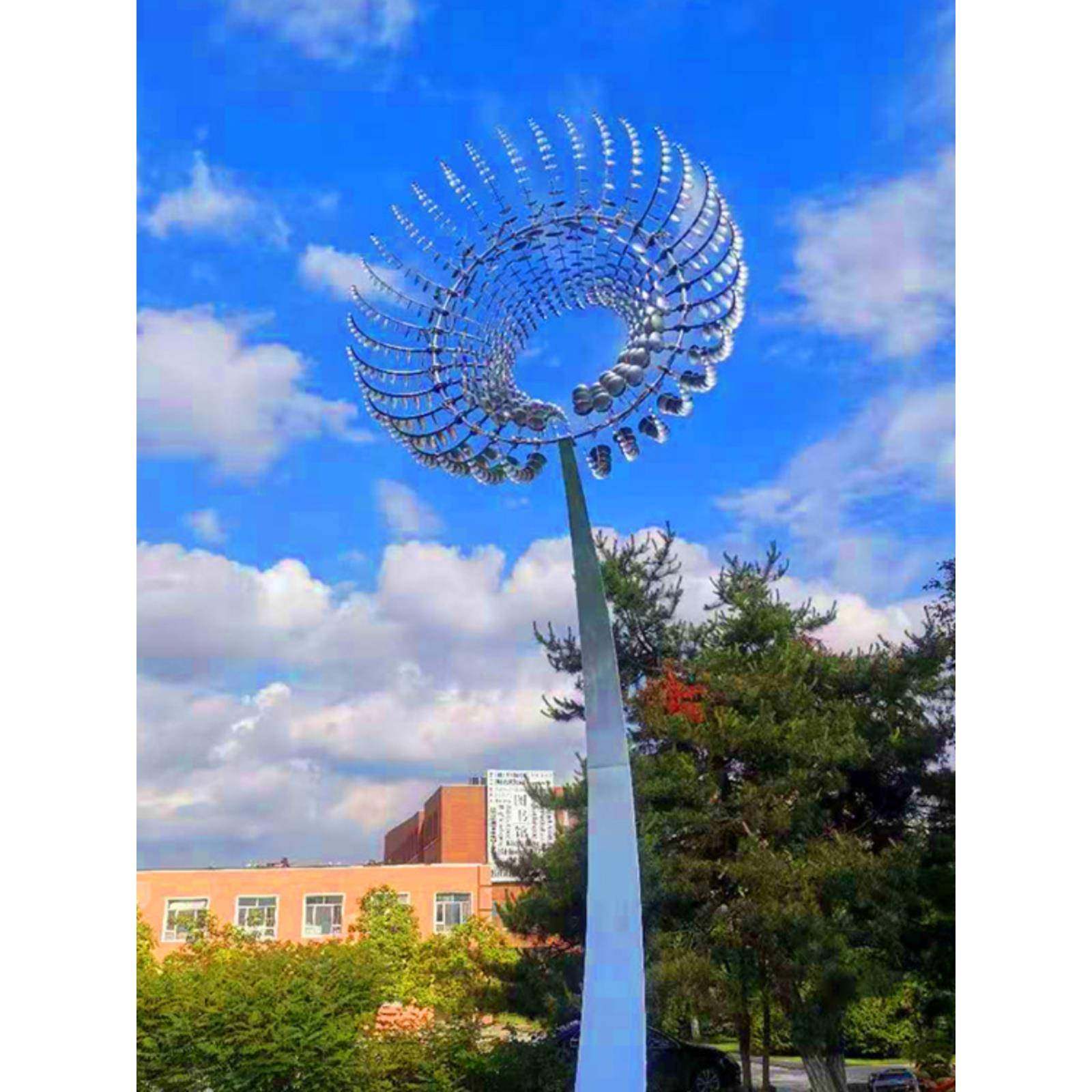 风动雕塑不锈钢转动太阳花户外大型城市景区景观夜游灯光网红定制
