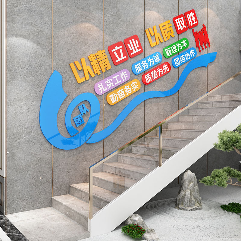 企业公司楼梯文化墙励志文字墙贴墙面装饰团队激励标语背景墙布置