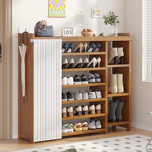 防尘简易鞋架带遮挡帘家门口多层窄款鞋柜轻奢高级感入门鞋架子