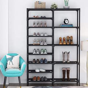 跨境电商亚马逊热销爆款双列9层简易无纺布家居收纳鞋架鞋柜