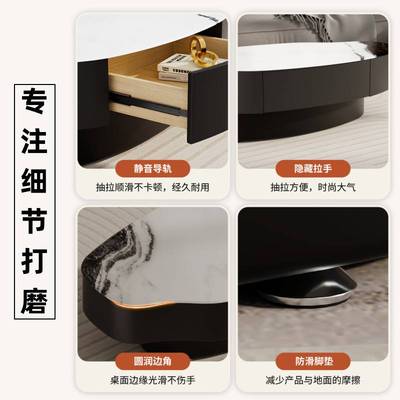 轻奢子母茶几创意异形芒果型钢化玻璃带边几客厅家用高档茶几组合