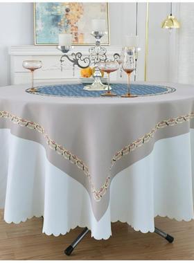 圆桌桌防CQX水桌垫酒店餐桌布圆布形台布蓝色防烫餐布艺圆桌桌布