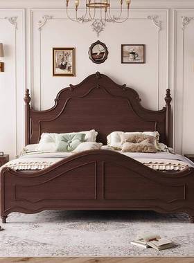 美式实木中古风1.8米1.5661米双大人床白色法代式床现简床约轻奢