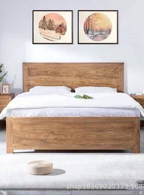 新中式式矮老榆木榻榻米TVO床民宿酒店大落地床实木家具卧室单双