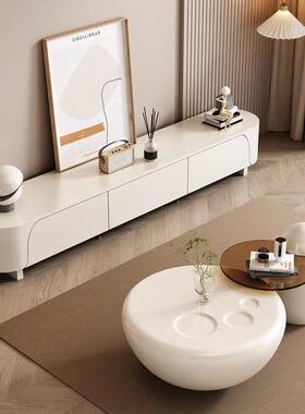 奶油猫风茶几组合用家小户型WGK创意现爪茶几代简约轻奢圆形边几