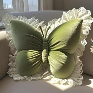 新款丝公QDY主风柔软办发公靠枕代蕾蝴蝶结抱枕卧室沙现靠垫