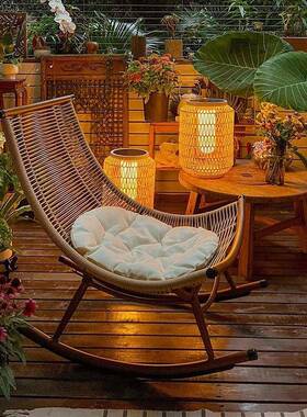 人摇摇椅老庭人椅户外睡院藤椅摇椅躺椅OYP大人花园阳懒台家用午