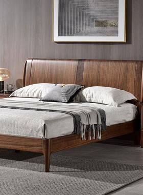 P8101-ZK7J黑胡桃木床主18储米双.人床卧意式婚床物气压高箱新中