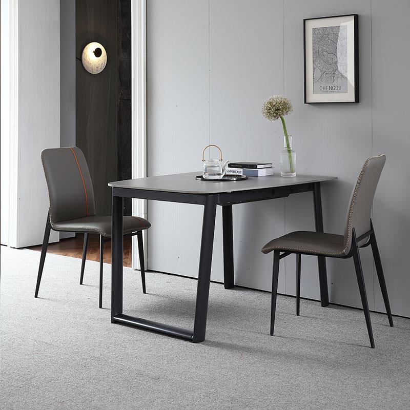 EIM0J岩板折叠餐桌轻家用现代简约奢小型伸长户方形吃饭桌子缩椅