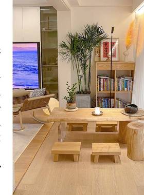 原木风茶几阳台飘窗炕桌小桌实大木小桌板子M000018榻矮榻米茶桌