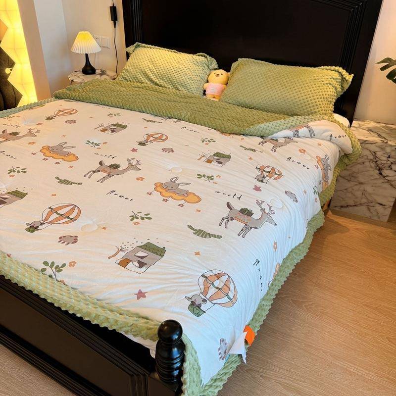 母婴级针织棉秋冬被A类豆豆绒春秋被加被子被冬厚591被芯春被豆