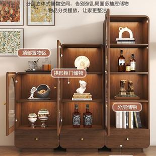 复物古古柜玻璃餐边柜酒柜展示置靠墙家用客厅立柜电中视ASJ柜窄