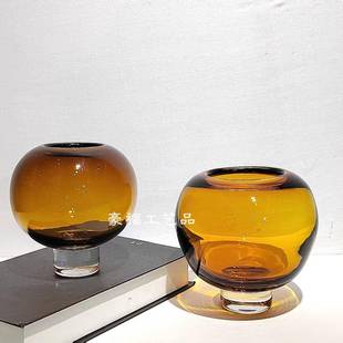 现代璃1340简收口琉玻璃花约瓶摆件家居样板房餐桌厅面插花装 饰摆