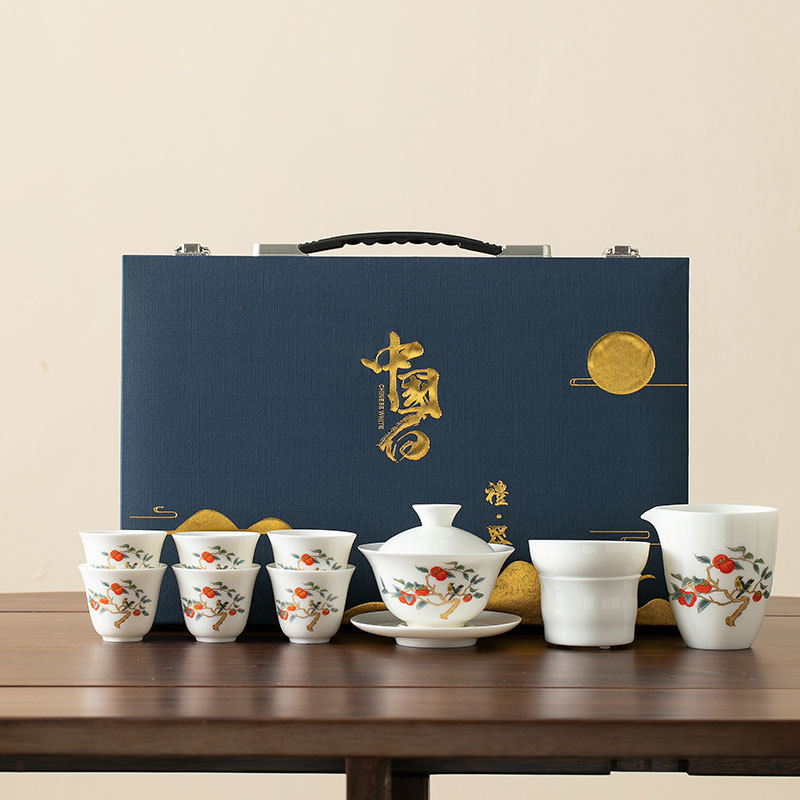 厂家批发羊脂玉白瓷茶具套装