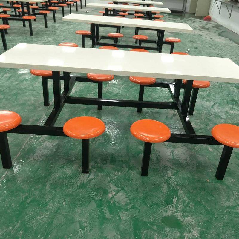 SAZ八人位玻璃餐约桌钢简代学校食堂餐桌椅工厂员工食堂现餐桌