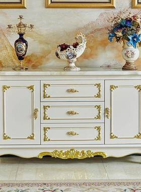 式大理石餐边客厅沙发酒隔靠背实木柜餐ZWD欧厅玄关柜储断物柜