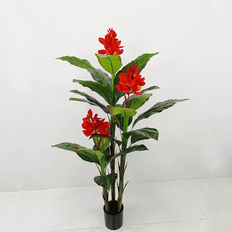 仿花假花美人蕉大盆景植物型绿植栽室内客真厅落地IRT装饰盆摆件